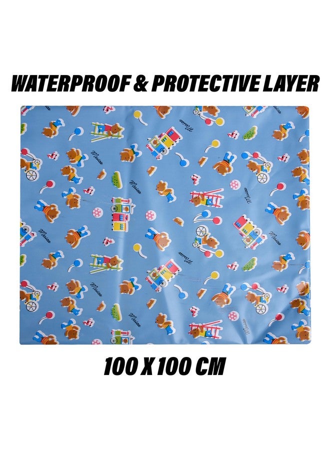 Homestic Homestic Baby Sheet | Reversible Baby Plastic Sheet | Crib Sheet for Baby | Bed Wetting Protector Sheet | Baby Mattress Sheet for Baby | Toddler Bed Sheet | 100x100 CM | Blue  - Image 3