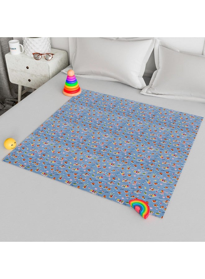 Homestic Homestic Baby Sheet | Reversible Baby Plastic Sheet | Crib Sheet for Baby | Bed Wetting Protector Sheet | Baby Mattress Sheet for Baby | Toddler Bed Sheet | 100x100 CM | Blue  - Image 1