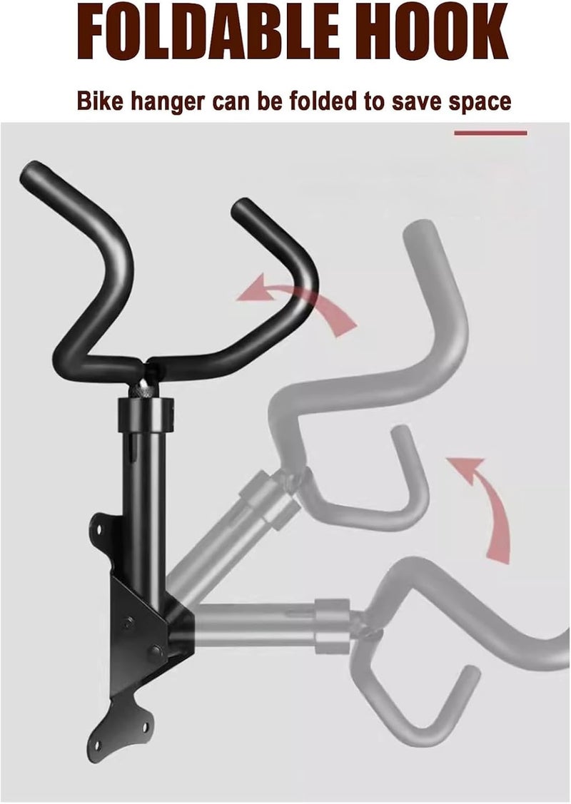 Oonkaf Bike Wall Mount Rack, Foldable Bicycle Rack Wall Hanger Hooks Holder, Length and Angle Adjustable - Horizontal Bicycle Rack for Garage, Indoor, Home, Road, Mountain Bikes, Hybrid Bikes with Screws Easy hand assemble compatible - Image 2