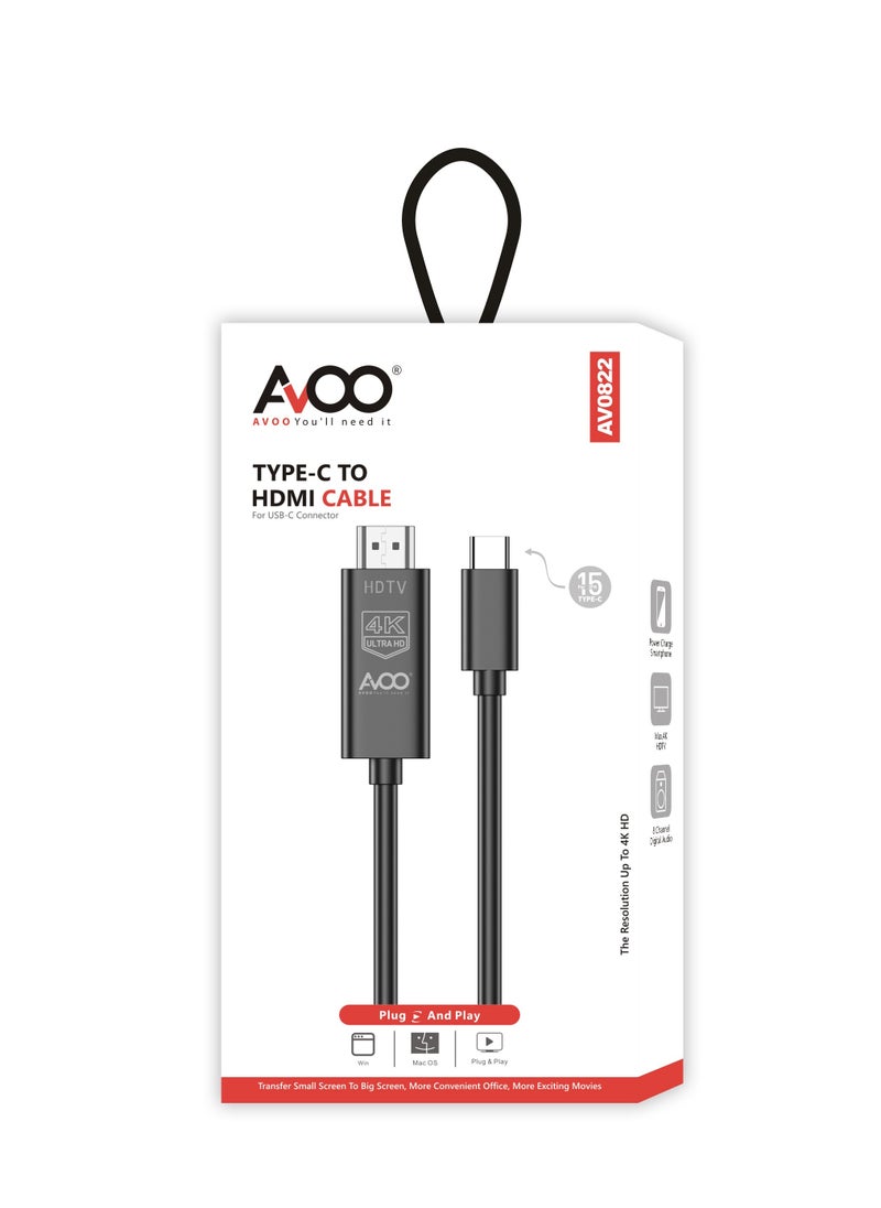 أفو محول HDMI لجهاز iPhone 15 \ 16 TYPE-C سامسونج - هواوي - أندرويد - آيفون  - Image 1