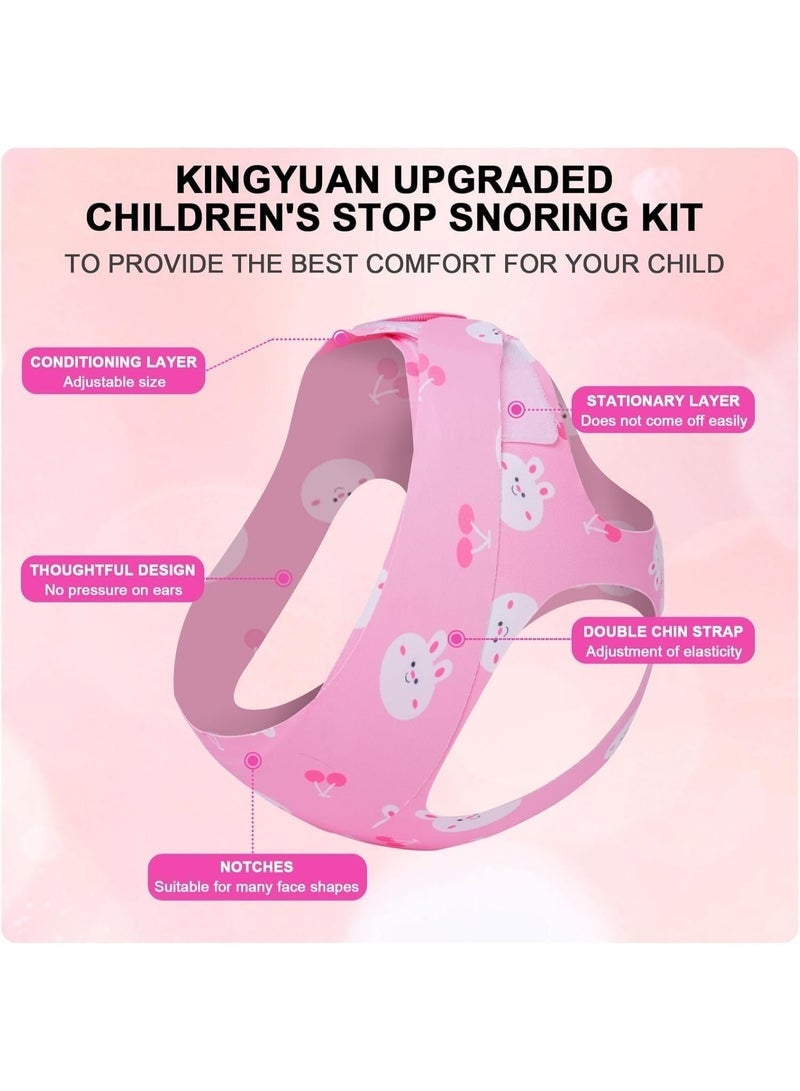 كيلا حزام الذقن المضاد للشخير للأطفال، حزام الذقن المضاد للشخير للأطفال، حل شخير وردي اللون قابل للتعديل، قابل للتنفس، مرن، للأطفال من 33-132 رطلاً، يقلل من التنفس من الفم والشخير، أقل حجماً للأولاد والبنات - Image 2