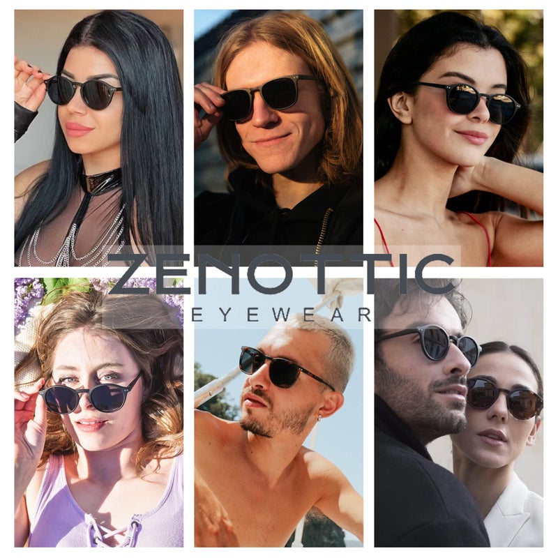 ZENOTTIC Polarized Sunglasses for Women Men: Retro Shades Round | Square Frame UV Protection 2 Pack - Image 3
