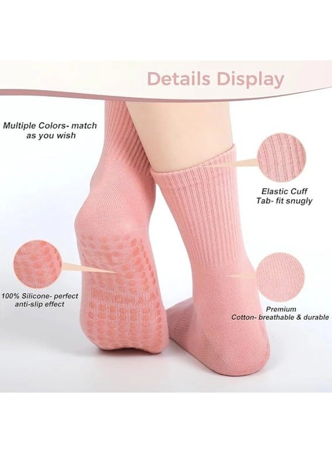 ShebSheb Pilates Socks with Grips for Women, 3 Pairs Womens Yoga Ballet Barre Hospital Gym Athletic Socks - Image 2