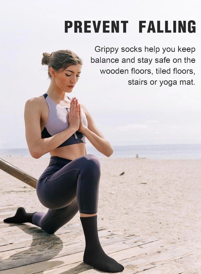 ShebSheb Pilates Socks with Grips for Women, 3 Pairs Womens Yoga Ballet Barre Hospital Gym Athletic Socks - Image 3