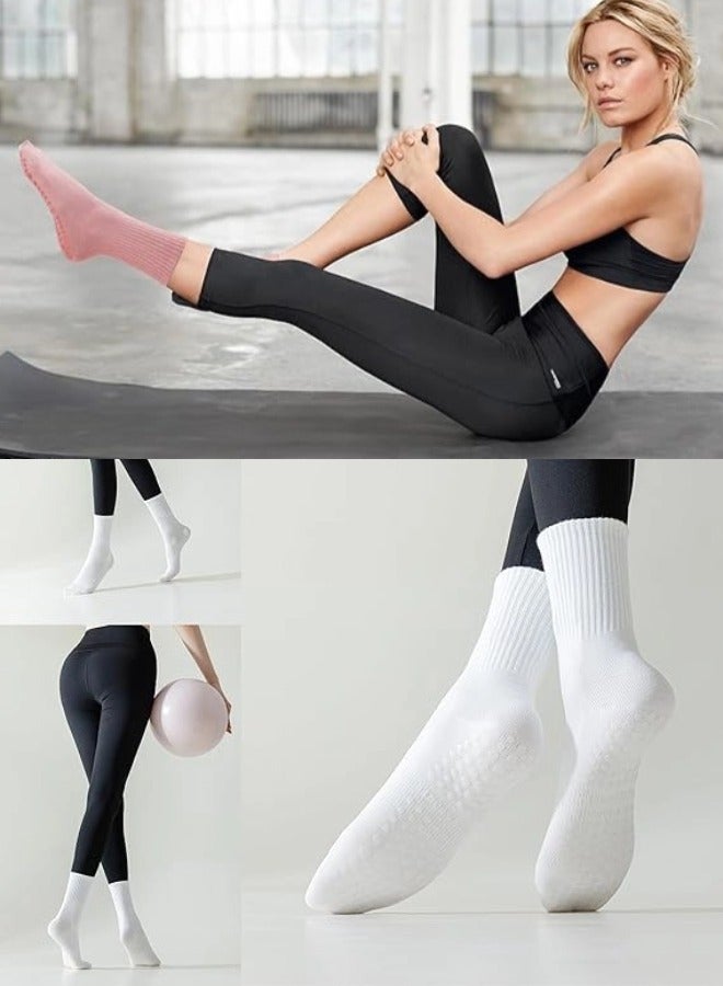 ShebSheb Pilates Socks with Grips for Women, 3 Pairs Womens Yoga Ballet Barre Hospital Gym Athletic Socks - Image 4