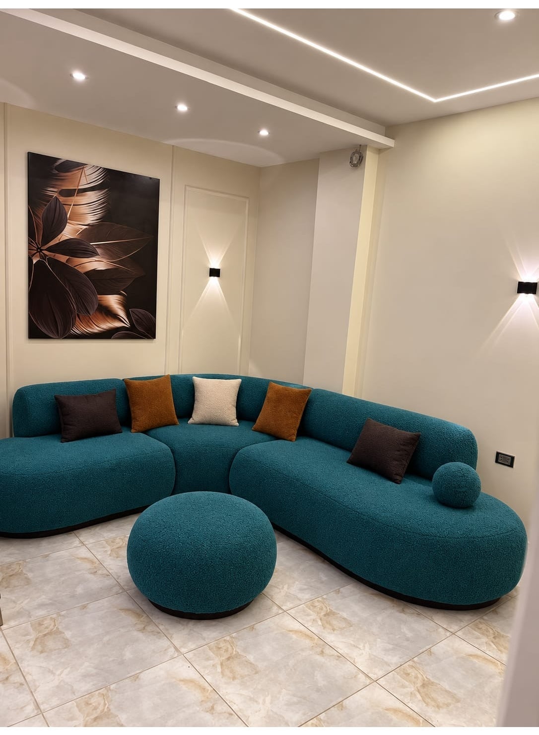 Elegant L-Shaped Sectional Sofa with Extra Wide Lounge Extension, Contemporary Design