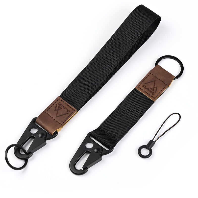 Glorisunity Hand Wrist Lanyard Key Chain Holder, Wristlet Strap for Key for Women & Men, Lanyard for Car Key (2 Piece) (Black) - Image 1