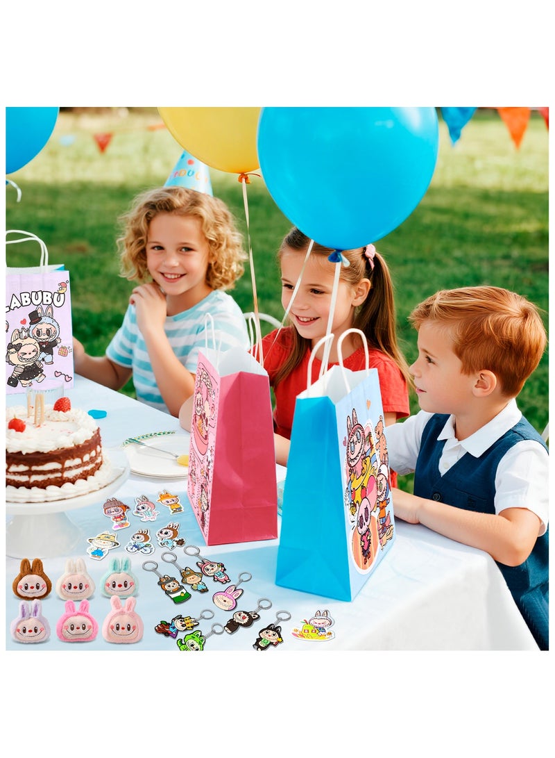 FRUITFUL PARTY Labubu Party Favors for 12 Guests, 110pcs All-In-One Labubu Party Favor Pack Including Labubu Theme Keychain Bags Stickers Toy Brooch etc Labubu Birthday Party Favors for Girls Boys Kids - Image 5
