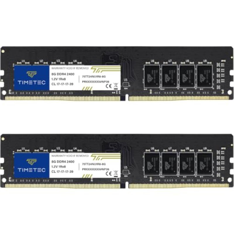 ترقية ذاكرة الوصول العشوائي للكمبيوتر المكتبي: DDR4 2400 ميجا هرتز، مجموعة 16 جيجا بايت 2x8 جيجا بايت، غير مخزنة بنظام ECC، 1.2 فولت، CL17، 288 دبوس UDIMM، رتبة واحدة، 1Rx8 - Image 1
