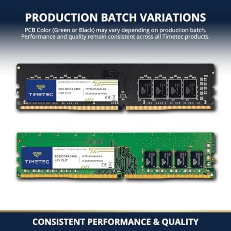 ترقية ذاكرة الوصول العشوائي للكمبيوتر المكتبي: DDR4 2400 ميجا هرتز، مجموعة 16 جيجا بايت 2x8 جيجا بايت، غير مخزنة بنظام ECC، 1.2 فولت، CL17، 288 دبوس UDIMM، رتبة واحدة، 1Rx8 - Image 2