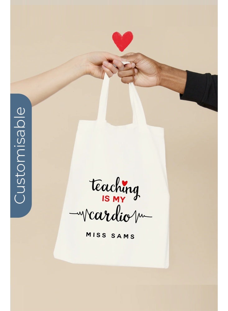 Share the Love Teaching is my Cardio Tote Bag - Personalised Shopping & Everyday Carry Bag - Image 1