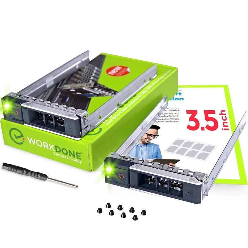 WORKDONE 2Pack 35 inch Drive Caddy Compatible for PowerEdge 14th Gen R340 R440 R540 R640 R740 R740xd2 R6415 R7415 R7425 XC64010 XC740xd12 R650xs R750xs Hot Swap Tray with Setup Manual