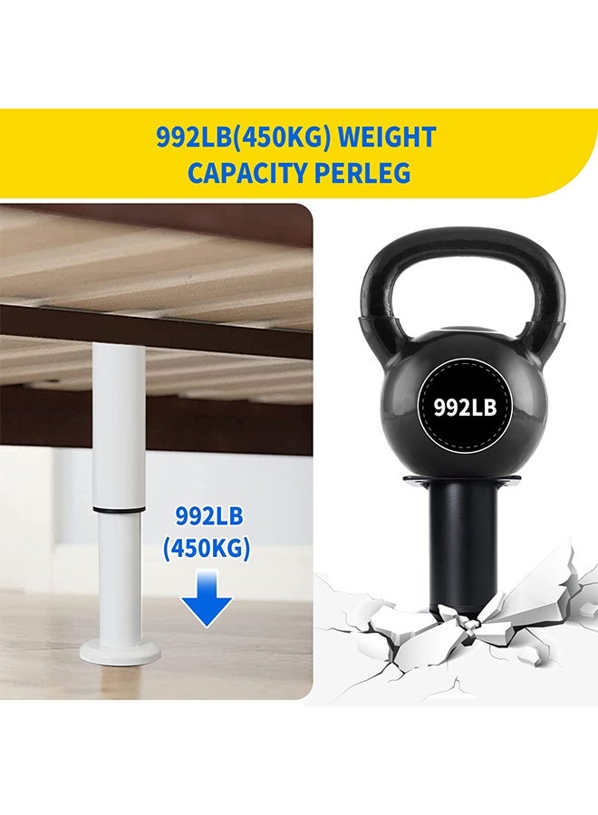 بوفان 4 قطع من أرجل أثاث قابلة للتعديل الارتفاع لدعم السرير [مع مسامير] لإطار السرير، معدنية قابلة للتعديل من 10 إلى 15.8 بوصة للسرير/الأريكة/الخزانة/الأريكة/الخزانة/الطاولة - أرجل بديلة ثقيلة للسرير (أبيض) - Image 4