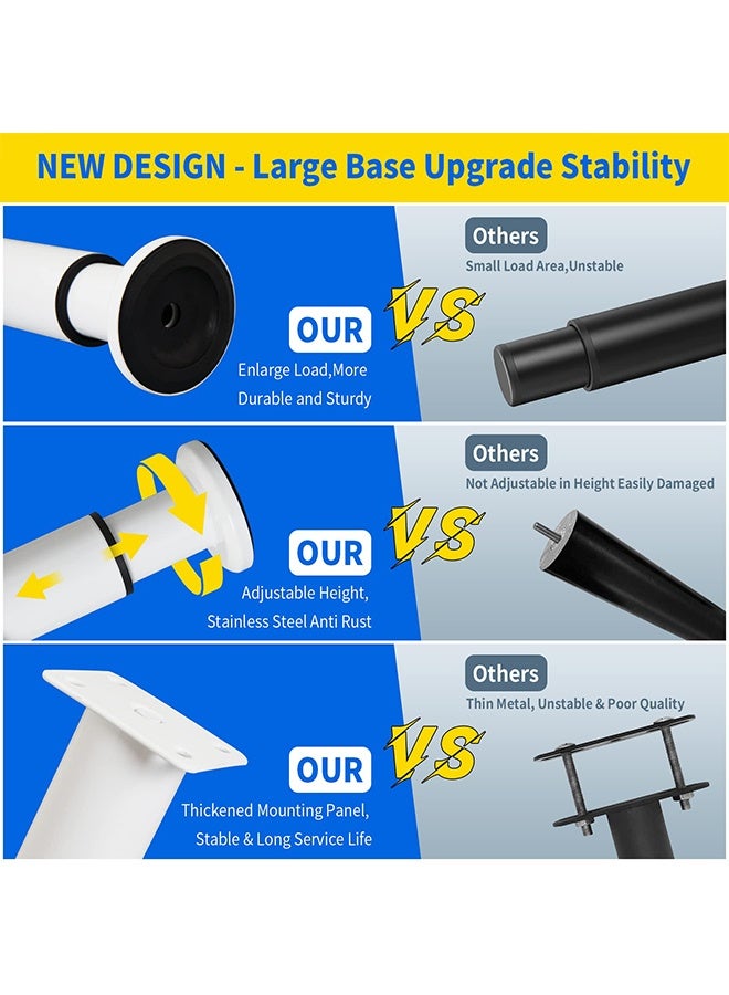 بوفان 4 قطع من أرجل أثاث قابلة للتعديل الارتفاع لدعم السرير [مع مسامير] لإطار السرير، معدنية قابلة للتعديل من 10 إلى 15.8 بوصة للسرير/الأريكة/الخزانة/الأريكة/الخزانة/الطاولة - أرجل بديلة ثقيلة للسرير (أبيض) - Image 3