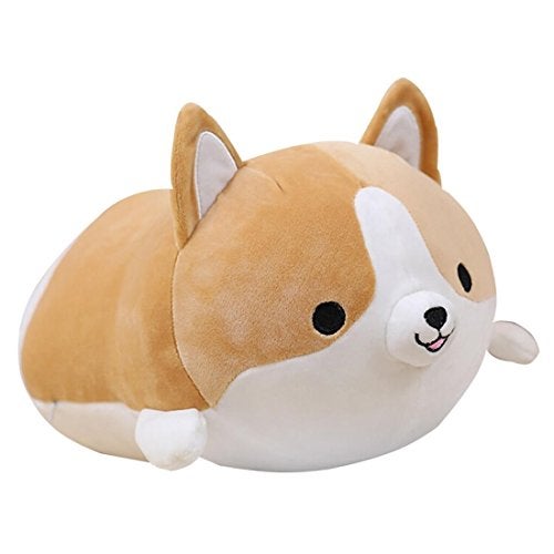 Levenkeness Corgi Dog Plush Pillow, Soft Cute Shiba Inu Akita Stuffed Animals Toy Gifts (Brown, 11.8 in) - Image 1