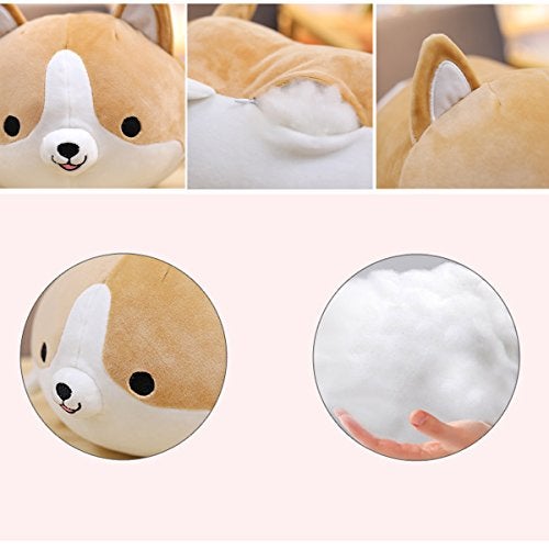 Levenkeness Corgi Dog Plush Pillow, Soft Cute Shiba Inu Akita Stuffed Animals Toy Gifts (Brown, 11.8 in) - Image 3