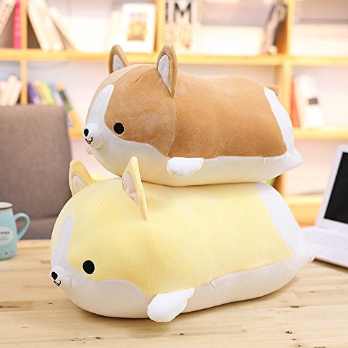 Levenkeness Corgi Dog Plush Pillow, Soft Cute Shiba Inu Akita Stuffed Animals Toy Gifts (Brown, 11.8 in) - Image 4