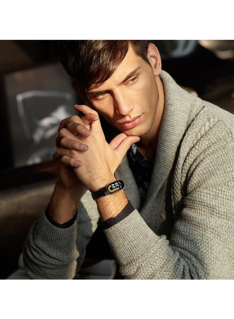 Nylon Strap Compatible with Xiaomi Mi Band 9/Mi Band 8 Soft Adjustable Band for Men and Women,Black  - Image 4
