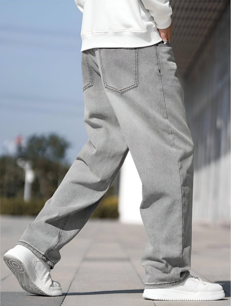 Ben Martin Grey Men Jeans || Baggy Fit Jean's for Man || Loose Fit High Rise Denim || Stretchable Casual Wear Jean,s || Dance Rap Rapping Style Pant for Men || Denim Cotton Jeans 30 (1) - Image 3