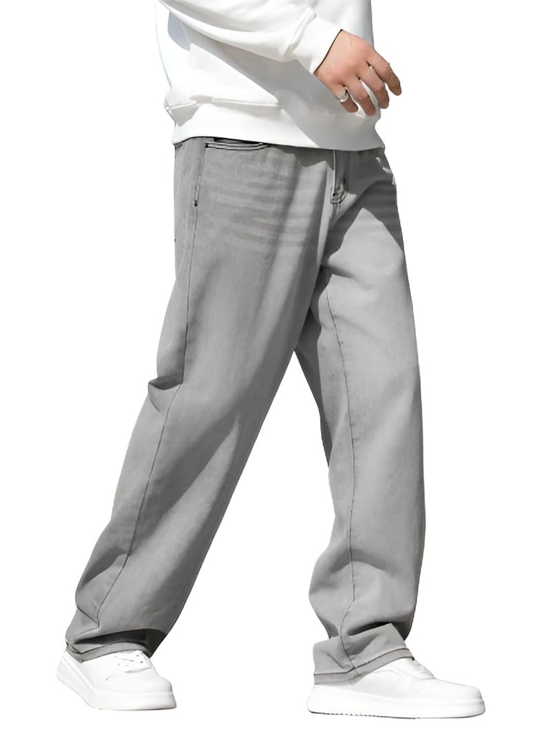 Ben Martin Grey Men Jeans || Baggy Fit Jean's for Man || Loose Fit High Rise Denim || Stretchable Casual Wear Jean,s || Dance Rap Rapping Style Pant for Men || Denim Cotton Jeans 30 (1) - Image 1