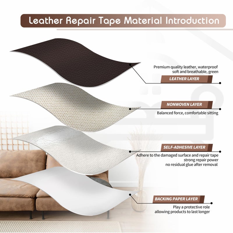 KING MOUNTAIN Leather Repair Patch,4 x 63 Inches self Adhesive Leather Repair Tape for Damaged Leather Furniture, Sofa Seating,Car Seats, Leather Goods(Dark Brown) - Image 3