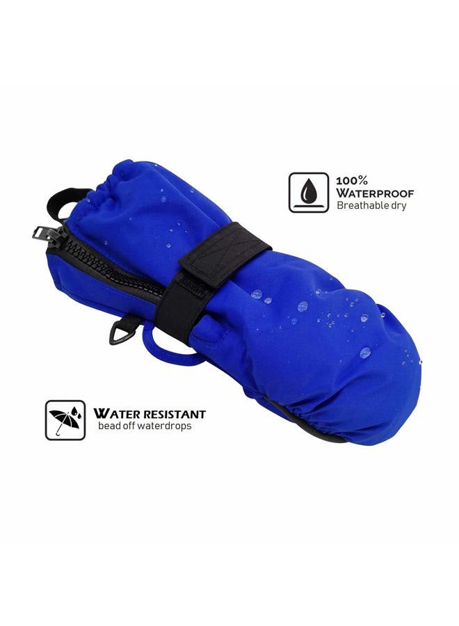 HIGHCAMP Kids Waterproof Ski Snow Mittens for Toddler Boys Girls with Zipper (Royal, 5-7 Years) - Image 4
