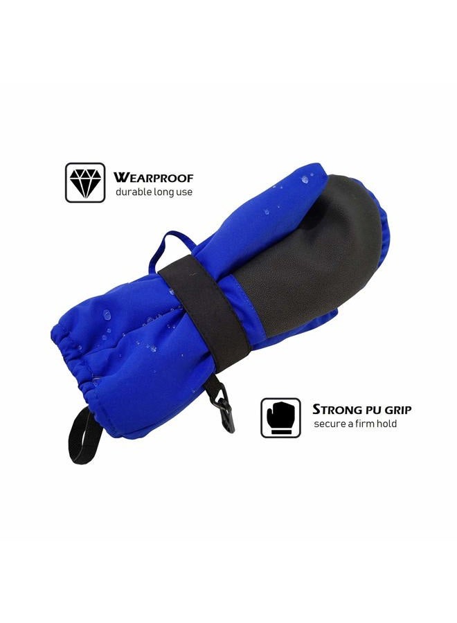 HIGHCAMP Kids Waterproof Ski Snow Mittens for Toddler Boys Girls with Zipper (Royal, 5-7 Years) - Image 5