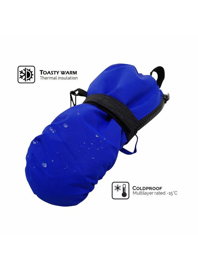 HIGHCAMP Kids Waterproof Ski Snow Mittens for Toddler Boys Girls with Zipper (Royal, 5-7 Years) - Image 3