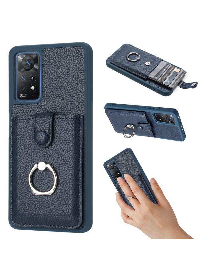 S-TOP Case For Redmi Note 11 Pro 4G Litchi Texture Drawing Card Bag Ring Holder Phone Case - Image 1