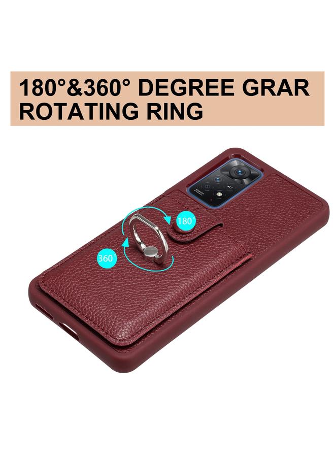 S-TOP Case For Redmi Note 11 Pro 4G Litchi Texture Drawing Card Bag Ring Holder Phone Case - Image 3