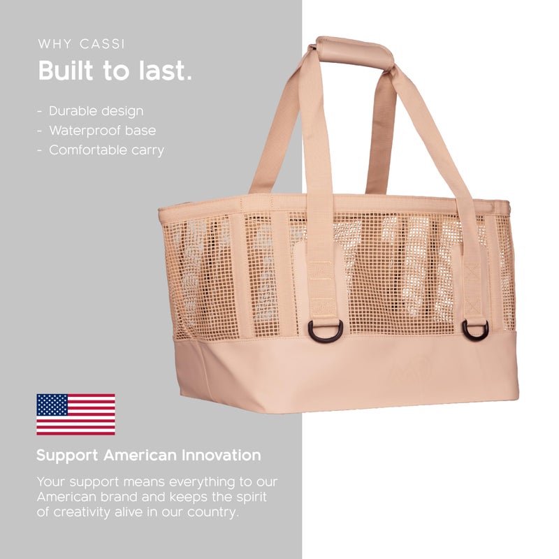 MISSION Boat Gear CASSI Boat Bag, Waterproof Bottom Mesh Beach Bag, Heavy-Duty Outdoor Tote for Boat, Beach, Grocery, Travel & Pool, Premium Marine Gear Carryall (50 Liter, Sandstone) - Image 4