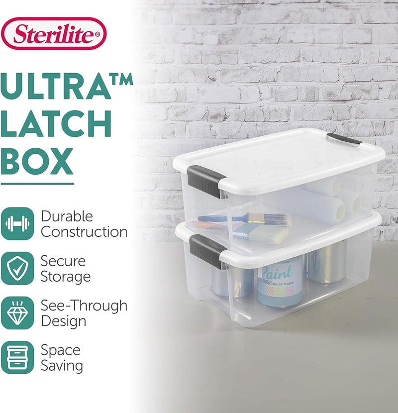 Sterilite 6-Pack Ultra Latching Box, Storage Bins with Lids, Clear Plastic, 18 Qt – Large Heavy-Duty Organizing Bin Containers for Home, Closet, Kitchen, Pantry, Bathroom, and  Office - Image 2