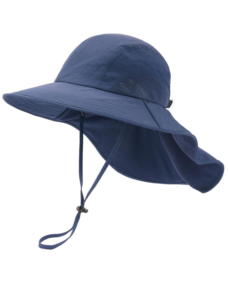 Camptrace Toddler Kids Sun Hats with Neck Flap UPF 50+ UV Protection Wide Rigid Brim Boys Girls Beach Swim Sunhat - Image 1