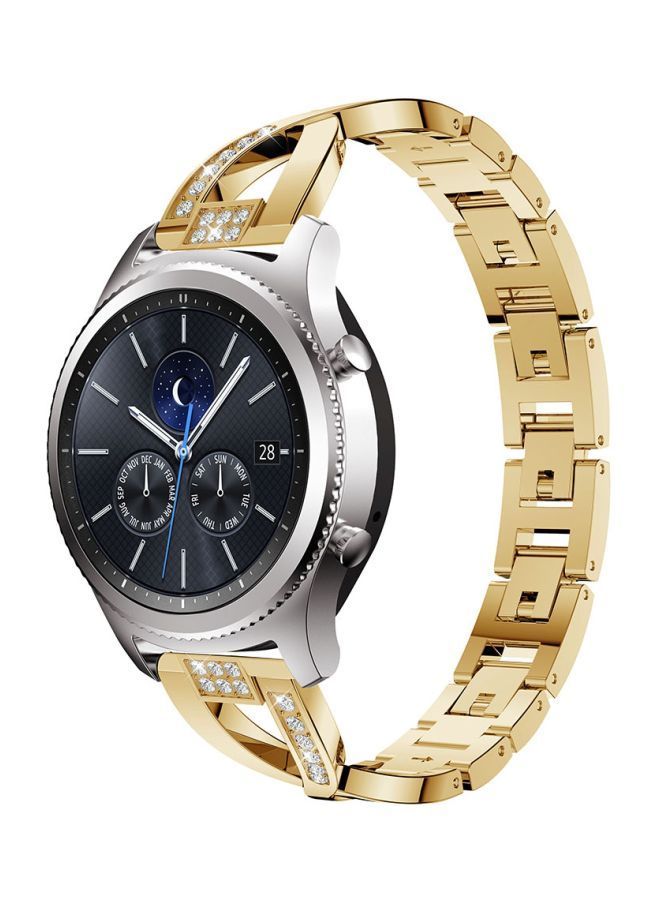 NIBEMINENT Diamond Studded Stainless Steel Wrist Strap For Samsung Gear S3 Gold - Image 2