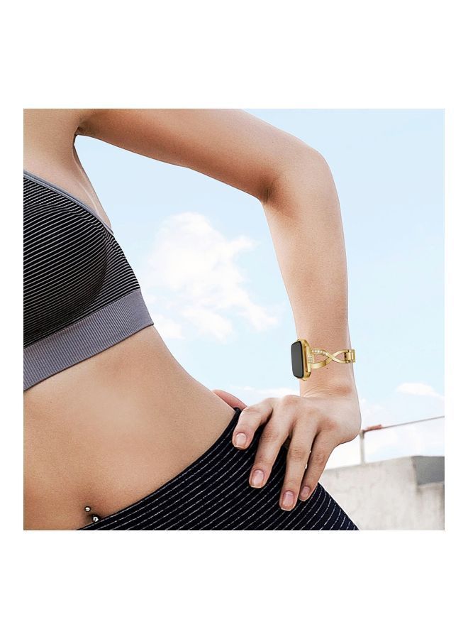 NIBEMINENT Diamond Studded Stainless Steel Wrist Strap For Samsung Gear S3 Gold - Image 5