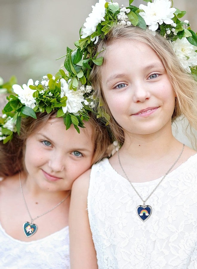 هيكارير قلادة هيكارير مكونة من 5 قطع، قلادة على شكل قلب، قلادة بصورة، قلادة يونيكورن حورية البحر قوس قزح، سلسلة سرية للصور، هدايا مجوهرات، هدية عيد الميلاد للنساء والأولاد (نمط كلاسيكي) - Image 5