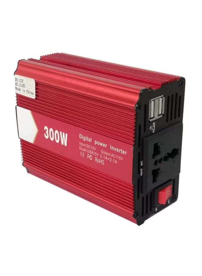 PROMASS Q-N7000 Car Power Inverter - 300W DC 12V to AC 110V/220V Converter with Dual USB Charging Ports and Multi-Protection System