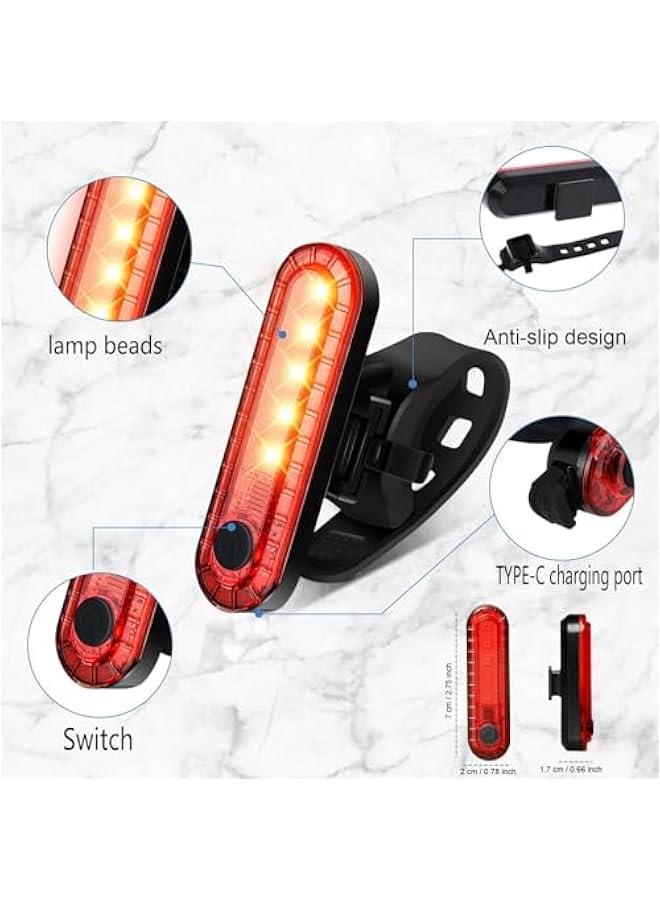 Arabest Bike Tail Light, Bicycle Rear Lights USB-C Rechargeable LED Cycling Safety Flashlight with 4 Light Mode for Road Mountain Night Riding & Adults Men Women - Image 2