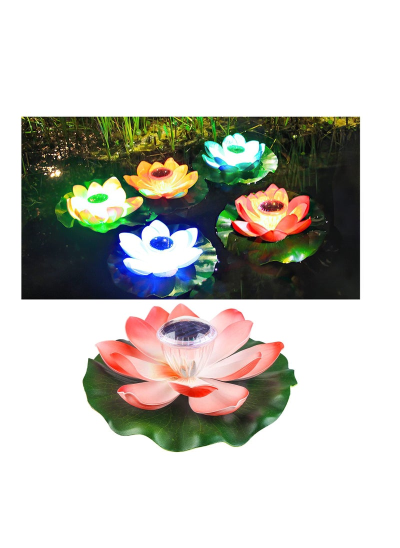 SYOSI Solar Outdoor Lights, Solar Lotus Flowers Lights, LED Garden Lights, Floating Pool Lights, Lotus Flower Decoration  - Image 1