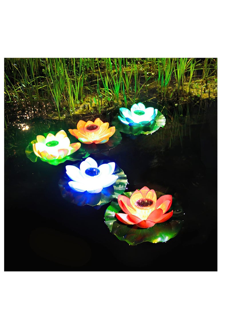 SYOSI Solar Outdoor Lights, Solar Lotus Flowers Lights, LED Garden Lights, Floating Pool Lights, Lotus Flower Decoration  - Image 3