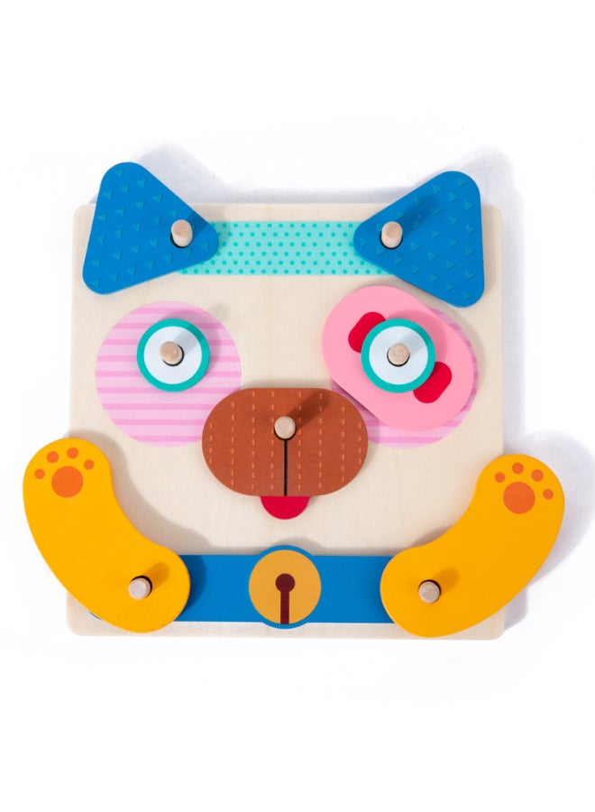 Creative Face-changing Building Blocks Puzzle Children's Early Education Educational Cartoon Matching Expression Matching Rubik's Cube Wooden Toy-Color:Large Face-changing Rubik's Cube - Image 3