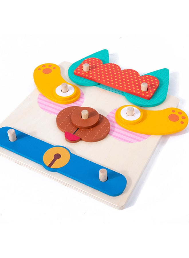 Creative Face-changing Building Blocks Puzzle Children's Early Education Educational Cartoon Matching Expression Matching Rubik's Cube Wooden Toy-Color:Large Face-changing Rubik's Cube - Image 4