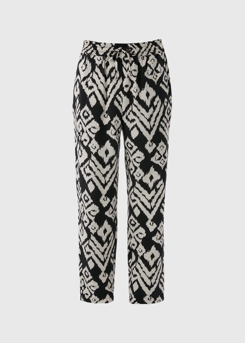 ماتلان Black Monochrome Printed Tapered Trousers