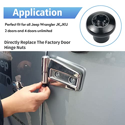 Bentolin Door Hinge Nuts Replacement Screws Compatible with 2007-2018 Jeep Wrangler JK JKU (4Pcs) - Image 2