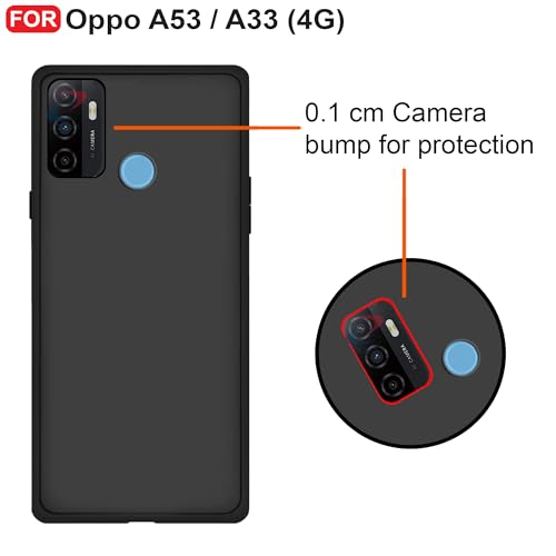 CEDO Back Cover for Oppo A53 / A33 | Camera Bump Protection & Inner Velvet Fabric Lining | Ultra Slim Matte Soft Rubberised Case Cover (Black) - Image 3