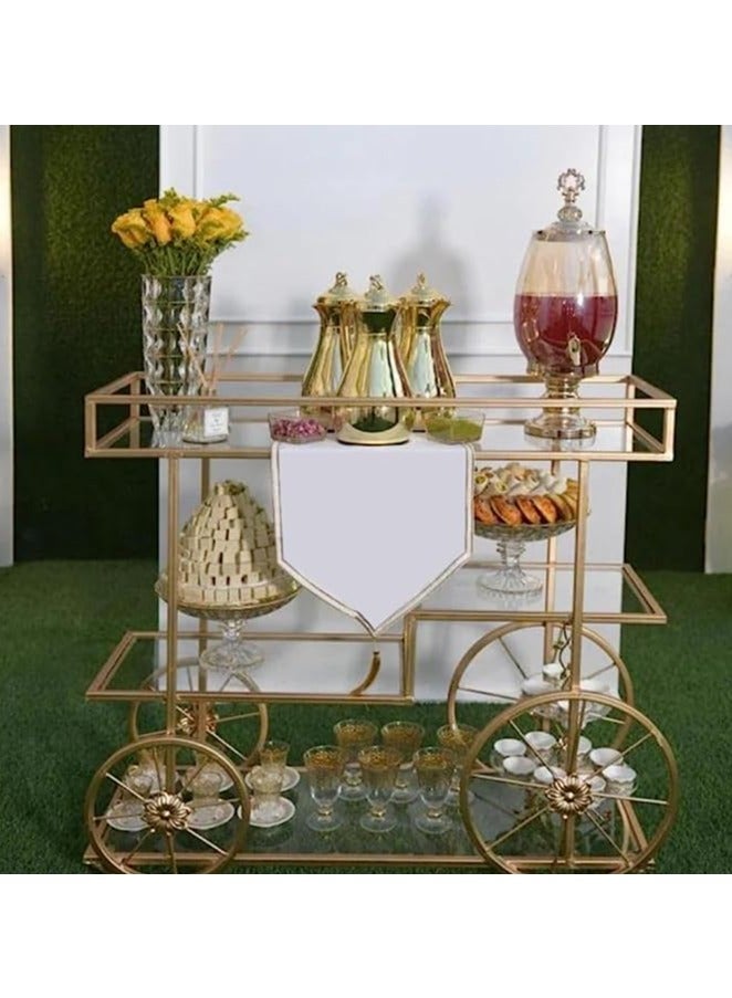 HOME TASTE Metal Serving Trolley Luxurious Bar Cart And Kitchen Storage Organizer With Lockable Wheels Stylish And Functional Carts For Home, Kitchen Gold 100/80 X 40 X 90 Cm  - Image 5