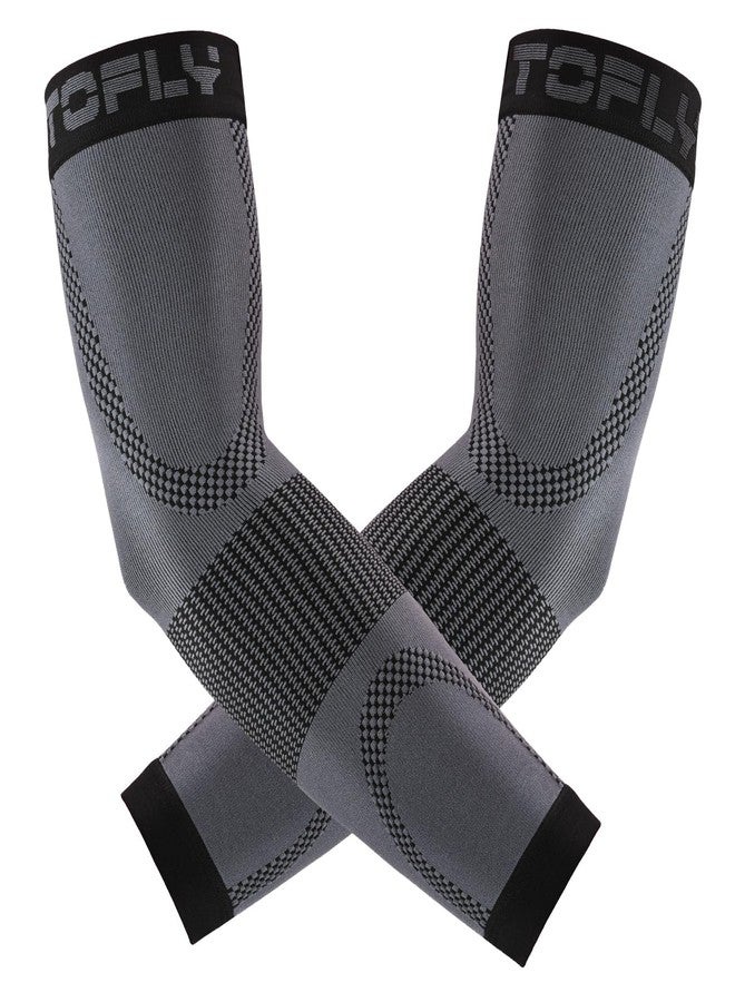 TOFLY Compression Arm Sleeves for Men Women (1 Pair), 20-30mmHg Graduated Medical Grade Arm Braces for Tennis Elbow Tendonitis Lymphedema Arthritis Edema, Breathable Workout Sleeves Black M - Image 1