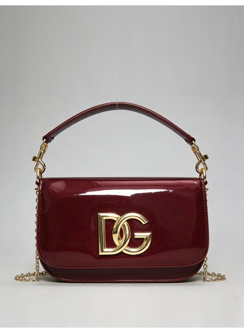دي آند جي Pious patent leather shiny chain hand-held bag-sacred heart gold-embellished logo, detachable chain belt, formal and daily use shoulder bag - Image 1