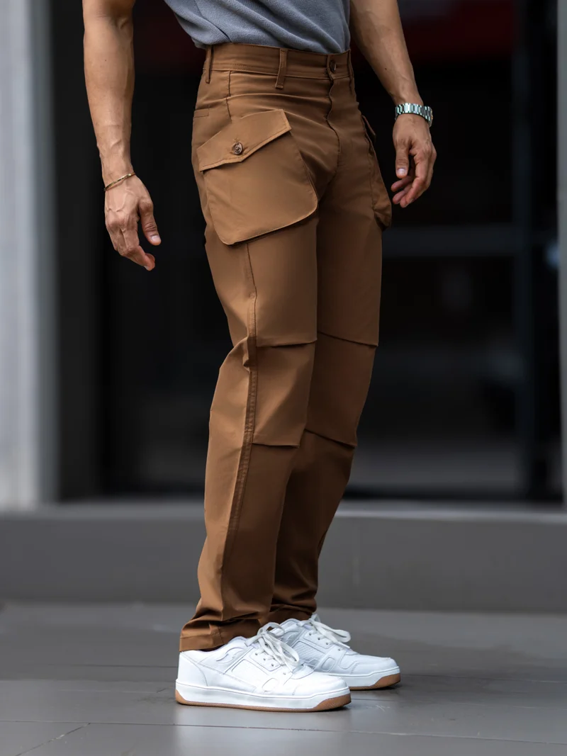 Maniac  Maniac Mens Solid Khaki Submarine Cargo Flap Pocket for Men | Best Price UAE