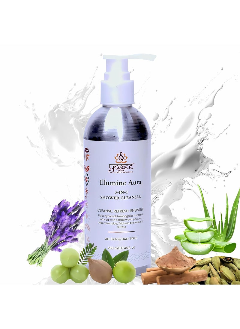 YOGEE - YOGEE IllumineAura 3in1 Hair Face Body Shower Cleanser  Embrace Natural Radiance from Head to Toe 250 ml - Image 1